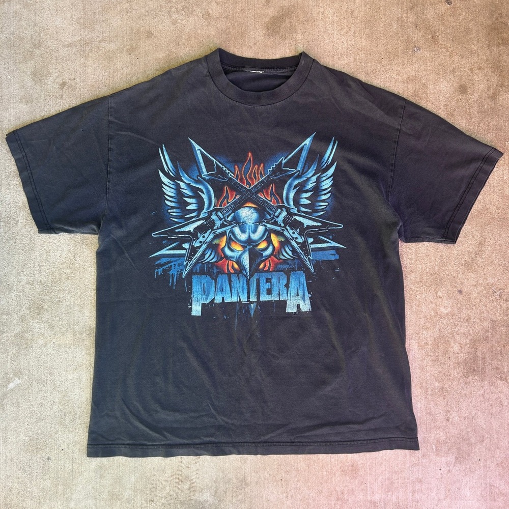 Pantera Vintage Band T Shirt XL Black Skull Guitar Graphic Y2K Metal Streetwear